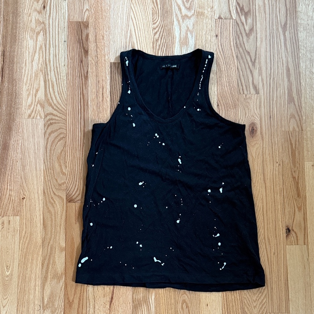 Rag & Bone Black and White Splatter Tank Top